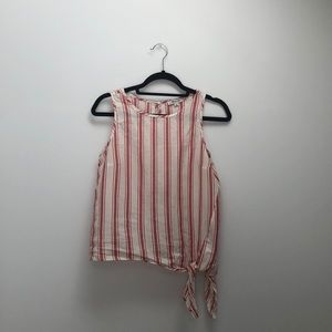 Cute red and white side tie tank!